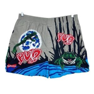 Vintage 90s Budweiser Frog Boxer Shorts Mens Size XL Rare All Over Print Cotton